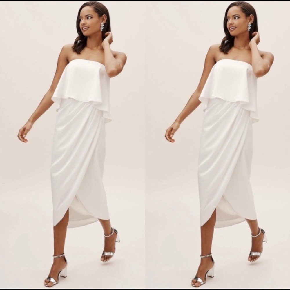 NWT White BHLDN Kelli Strapless Midi Dress